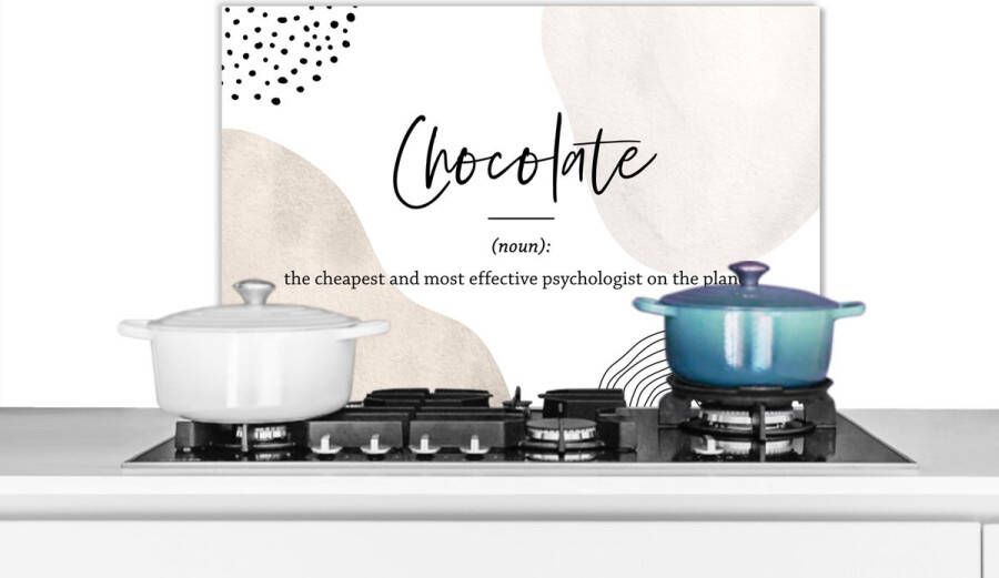 KitchenYeah Spatscherm keuken 70x50 cm Kookplaat achterwand Spreuken Chocolate Quotes Woordenboek Chocolade definitie Muurbeschermer Spatwand fornuis Hoogwaardig aluminium