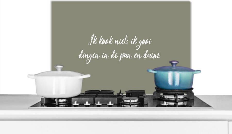 KitchenYeah Spatscherm keuken 70x50 cm Kookplaat achterwand Spreuken Ik kook niet Quotes Humor Koken Muurbeschermer Spatwand fornuis Hoogwaardig aluminium