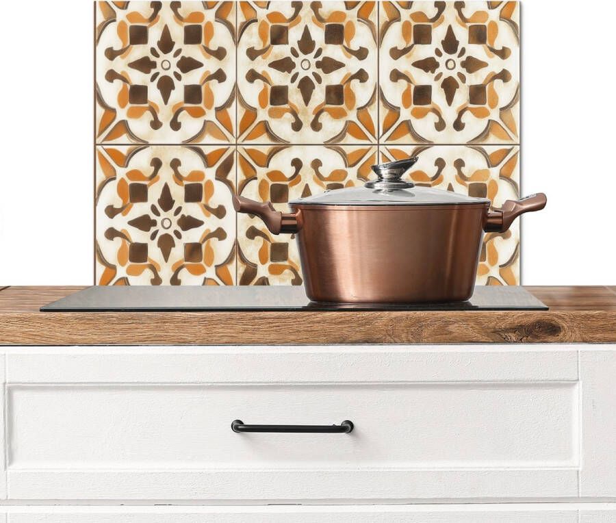 KitchenYeah Spatscherm keuken 70x50 cm Kookplaat achterwand Vintage Spaans Decoratie Keramiek Muurbeschermer Spatwand fornuis Hoogwaardig aluminium