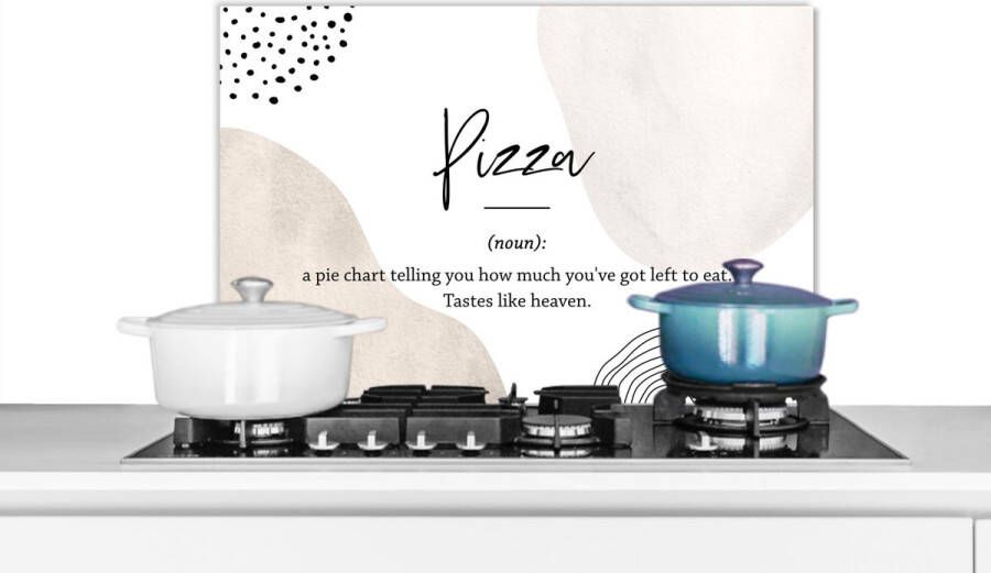 KitchenYeah Spatscherm keuken 70x50 cm Kookplaat achterwand Woordenboek Quotes Pizza Spreuken Pizza definitie Muurbeschermer Spatwand fornuis Hoogwaardig aluminium