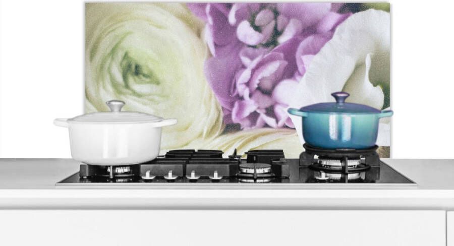 KitchenYeah Spatscherm keuken 80x40 cm Kookplaat achterwand Bloemen Rozen Natuur Muurbeschermer Spatwand fornuis Hoogwaardig aluminium
