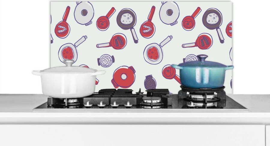KitchenYeah Spatscherm keuken 80x40 cm Kookplaat achterwand Patroon Koken Pan Eten Muurbeschermer Spatwand fornuis Hoogwaardig aluminium