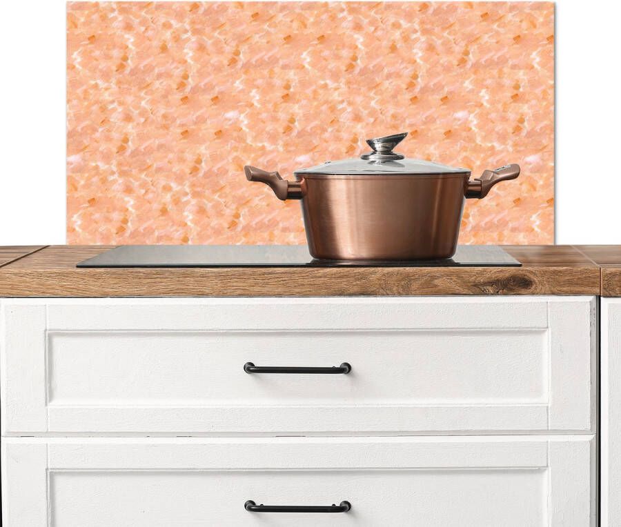 KitchenYeah Spatscherm keuken 80x40 cm Kookplaat achterwand Vloeiend Olie Verf Texturen Oranje Muurbeschermer Spatwand fornuis Hoogwaardig aluminium