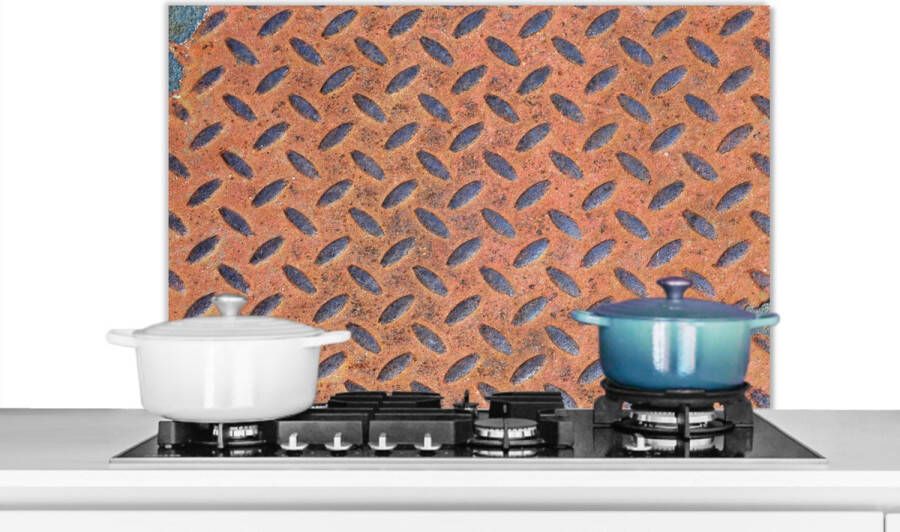 KitchenYeah Spatscherm keuken 80x55 cm Kookplaat achterwand Diamantplaat Retro Roest print Muurbeschermer Spatwand fornuis Hoogwaardig aluminium