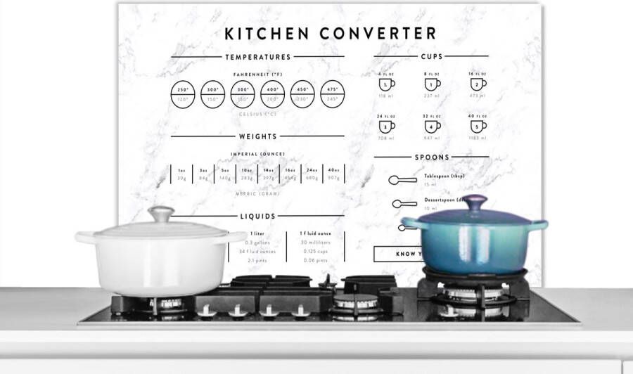 KitchenYeah Spatscherm keuken 80x55 cm Kookplaat achterwand Keuken Handleiding Marmer print Muurbeschermer Spatwand fornuis Hoogwaardig aluminium