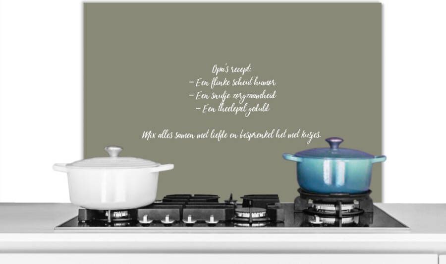 KitchenYeah Spatscherm keuken 80x55 cm Kookplaat achterwand Keuken Spreuken Opa's Recept Opa Quotes Muurbeschermer Spatwand fornuis Hoogwaardig aluminium