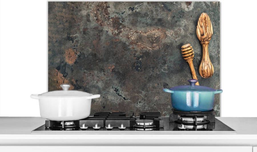 KitchenYeah Spatscherm keuken 80x55 cm Kookplaat achterwand Keukengerei Koken Plaat Muurbeschermer Spatwand fornuis Hoogwaardig aluminium
