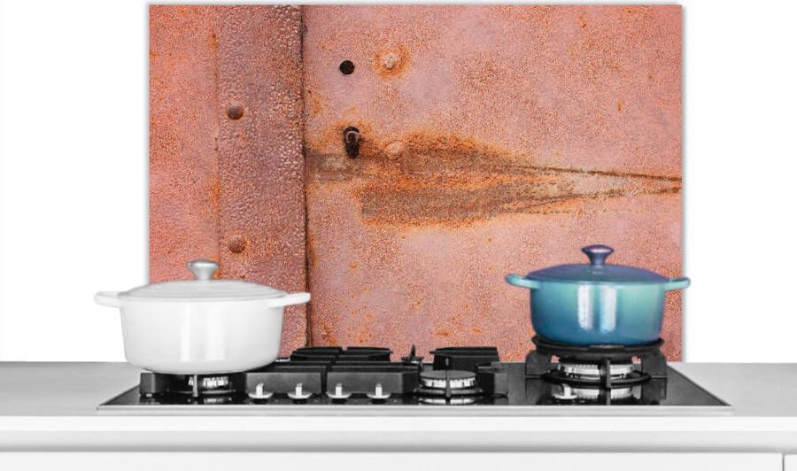 KitchenYeah Spatscherm keuken 80x55 cm Kookplaat achterwand Metaal Roest print Industrieel Muurbeschermer Spatwand fornuis Hoogwaardig aluminium