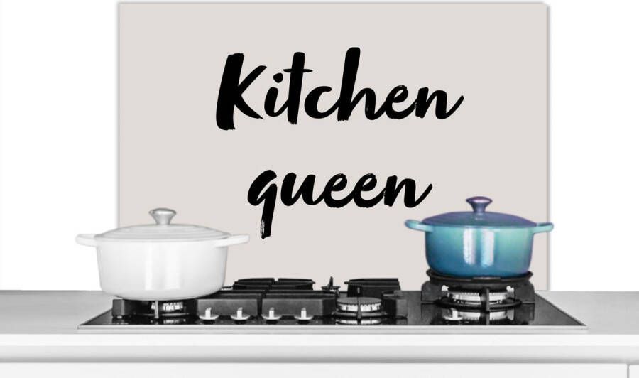 KitchenYeah Spatscherm keuken 80x55 cm Kookplaat achterwand Quotes Spreuken Koken Chef Kitchen queen Muurbeschermer Spatwand fornuis Hoogwaardig aluminium