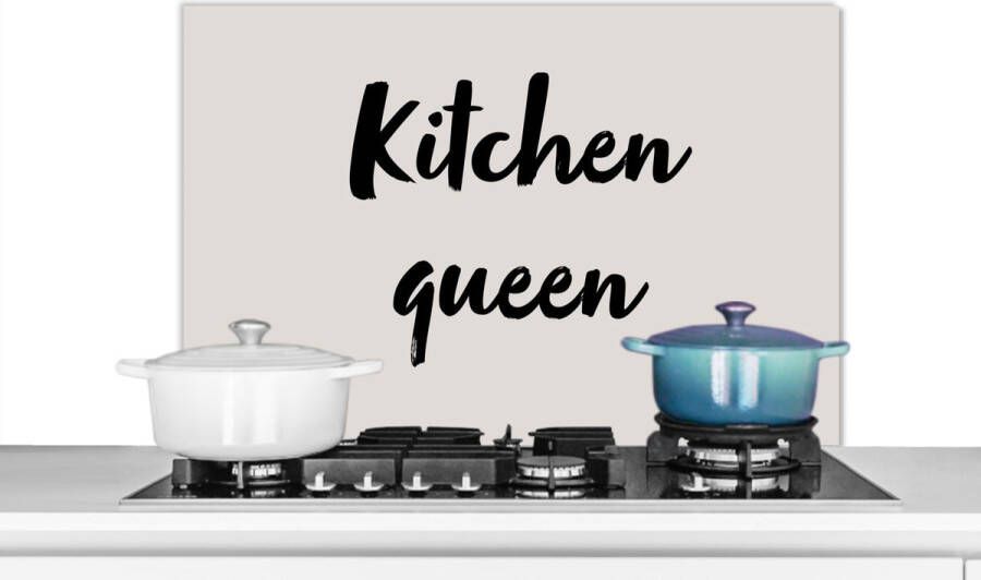 KitchenYeah Spatscherm keuken 80x55 cm Kookplaat achterwand Quotes Spreuken Koken Chef Kitchen queen Muurbeschermer Spatwand fornuis Hoogwaardig aluminium