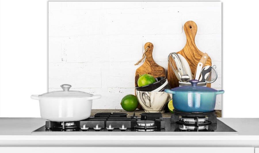 KitchenYeah Spatscherm keuken 80x55 cm Kookplaat achterwand Snijplank Keukengerei Bestek Muurbeschermer Spatwand fornuis Hoogwaardig aluminium