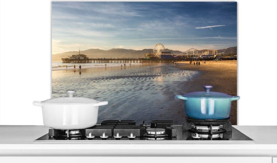 KitchenYeah Spatscherm keuken 80x55 cm Kookplaat achterwand Strand Pier Amerika Muurbeschermer Spatwand fornuis Hoogwaardig aluminium