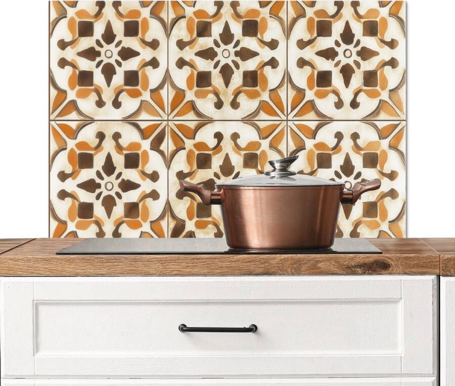 KitchenYeah Spatscherm keuken 80x55 cm Kookplaat achterwand Vintage Spaans Decoratie Keramiek Muurbeschermer Spatwand fornuis Hoogwaardig aluminium