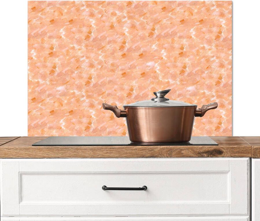 KitchenYeah Spatscherm keuken 80x55 cm Kookplaat achterwand Vloeiend Olie Verf Texturen Oranje Muurbeschermer Spatwand fornuis Hoogwaardig aluminium