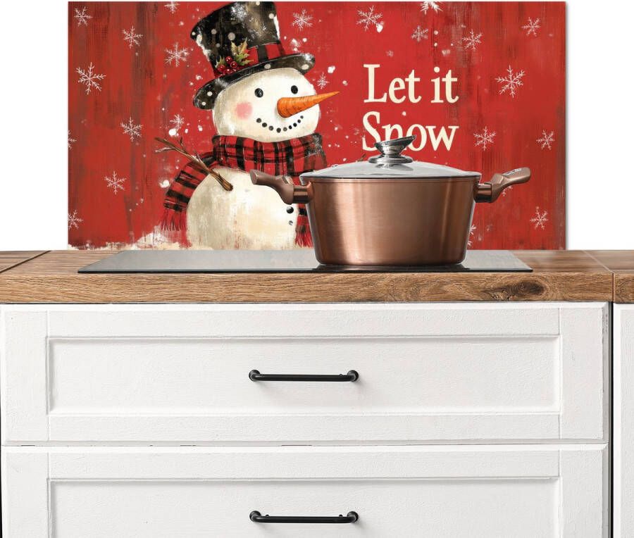 KitchenYeah Spatscherm keuken 90x45 cm Kookplaat achterwand Sneeuwpret Winter Sneeuwpop Muurbeschermer Spatwand fornuis Hoogwaardig aluminium