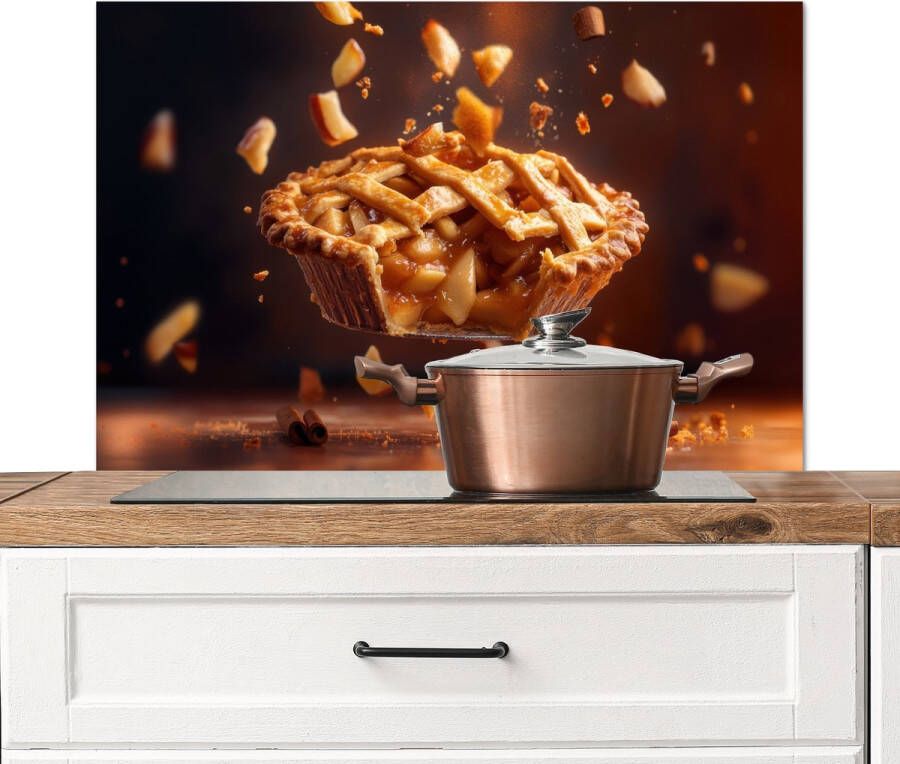 KitchenYeah Spatscherm keuken 90x60 cm Kookplaat achterwand Appel Taart Warm Eten Muurbeschermer Spatwand fornuis Hoogwaardig aluminium