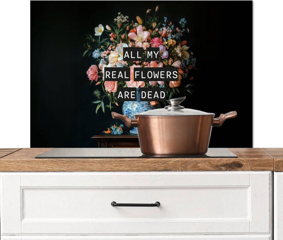 KitchenYeah Spatscherm keuken 90x60 cm Kookplaat achterwand Bloemen Art Pastel Quotes Muurbeschermer Spatwand fornuis Hoogwaardig aluminium