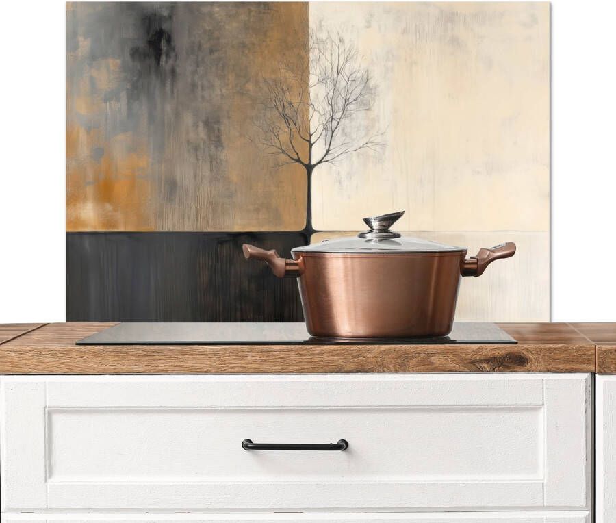 KitchenYeah Spatscherm keuken 90x60 cm Kookplaat achterwand Boom Vlakken Takken Kleurverloop Muurbeschermer Spatwand fornuis Hoogwaardig aluminium