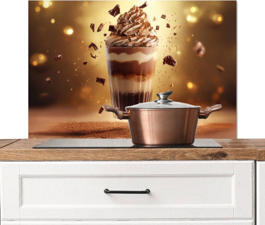 KitchenYeah Spatscherm keuken 90x60 cm Kookplaat achterwand Dessert Chocolade Zoet Eten Muurbeschermer Spatwand fornuis Hoogwaardig aluminium