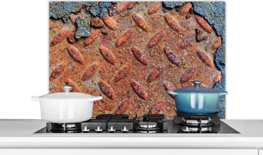 KitchenYeah Spatscherm keuken 90x60 cm Kookplaat achterwand Diamantplaat Beton print Roest print Vintage Muurbeschermer Spatwand fornuis Hoogwaardig aluminium