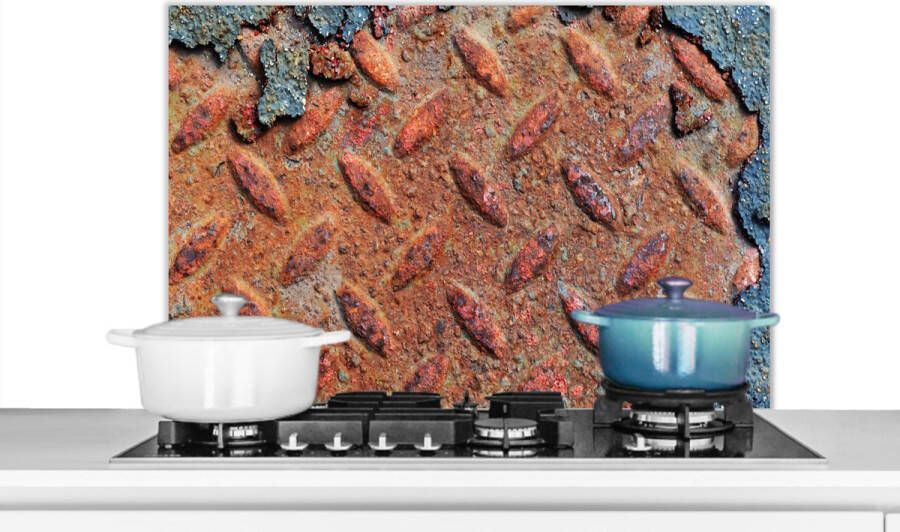 KitchenYeah Spatscherm keuken 90x60 cm Kookplaat achterwand Diamantplaat Beton print Roest print Vintage Muurbeschermer Spatwand fornuis Hoogwaardig aluminium