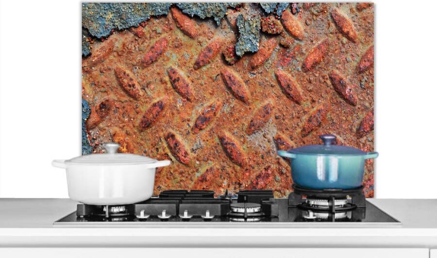 KitchenYeah Spatscherm keuken 90x60 cm Kookplaat achterwand Diamantplaat Beton print Vintage Roest print Muurbeschermer Spatwand fornuis Hoogwaardig aluminium