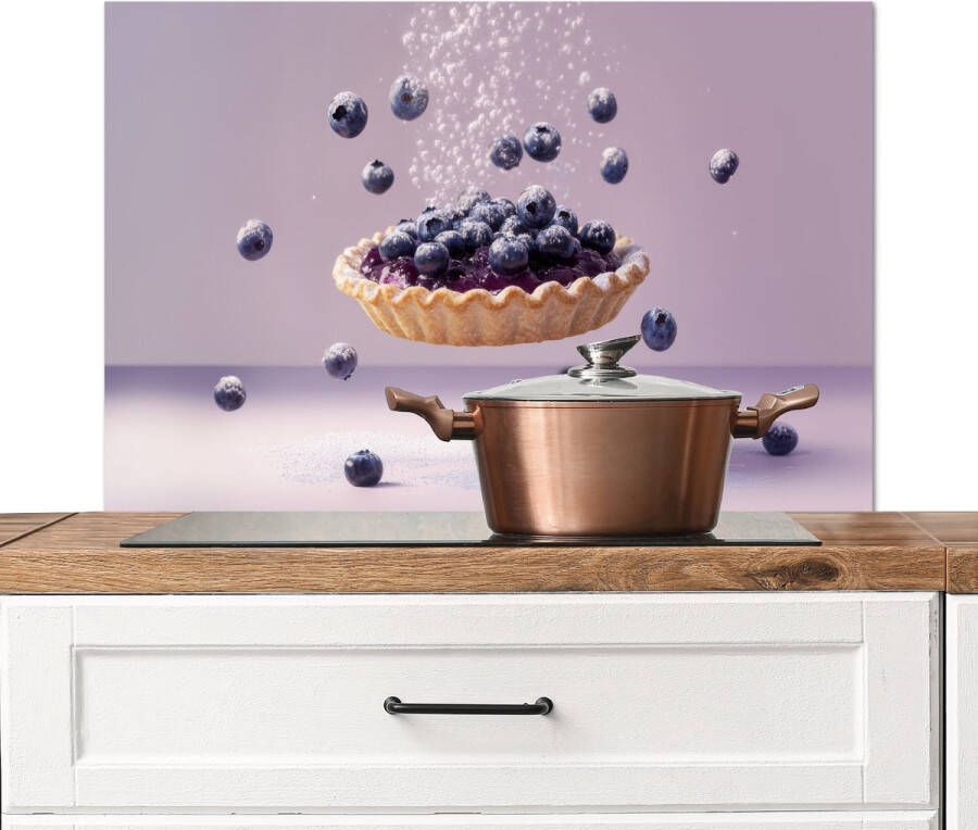 KitchenYeah Spatscherm keuken 90x60 cm Kookplaat achterwand Eten Taart Bessen Blauw Muurbeschermer Spatwand fornuis Hoogwaardig aluminium