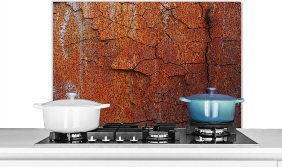 KitchenYeah Spatscherm keuken 90x60 cm Kookplaat achterwand IJzer Roest print Industrieel Muurbeschermer Spatwand fornuis Hoogwaardig aluminium