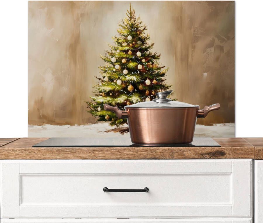 KitchenYeah Spatscherm keuken 90x60 cm Kookplaat achterwand Kerst Sfeer Groen Muurbeschermer Spatwand fornuis Hoogwaardig aluminium