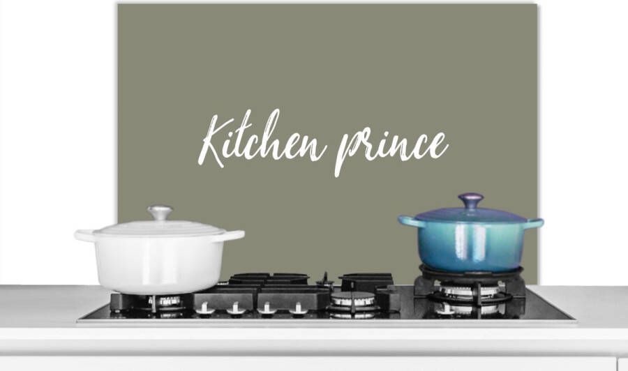 KitchenYeah Spatscherm keuken 90x60 cm Kookplaat achterwand Quotes Kitchen prince Mannen Spreuken Muurbeschermer Spatwand fornuis Hoogwaardig aluminium