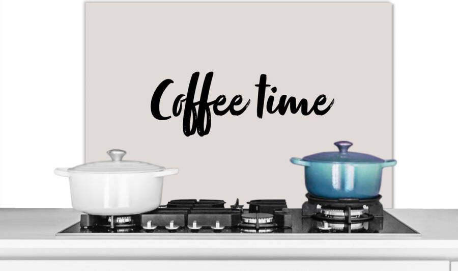 KitchenYeah Spatscherm keuken 90x60 cm Kookplaat achterwand Quotes Spreuken Koffie Coffee time Muurbeschermer Spatwand fornuis Hoogwaardig aluminium
