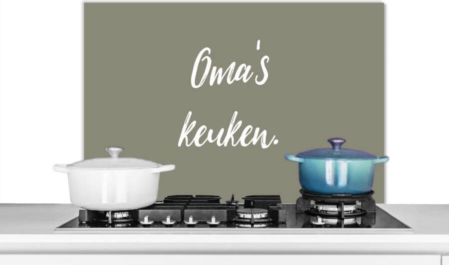 KitchenYeah Spatscherm keuken 90x60 cm Kookplaat achterwand Quotes Spreuken Oma's keuken Muurbeschermer Spatwand fornuis Hoogwaardig aluminium