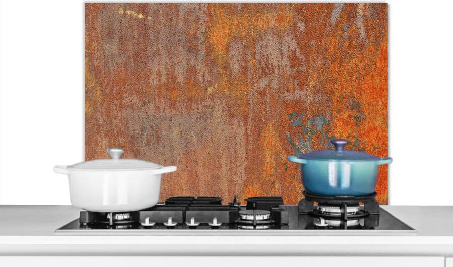 KitchenYeah Spatscherm keuken 90x60 cm Kookplaat achterwand Roest IJzer Industrieel Oud Muurbeschermer Spatwand fornuis Hoogwaardig aluminium