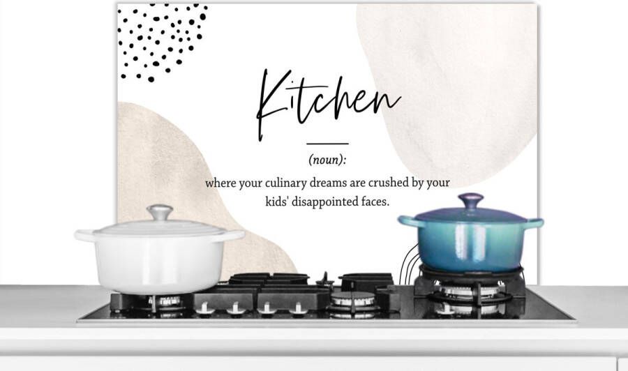 KitchenYeah Spatscherm keuken 90x60 cm Kookplaat achterwand Spreuken Keuken definitie Quotes Kitchen Woordenboek Muurbeschermer Spatwand fornuis Hoogwaardig aluminium
