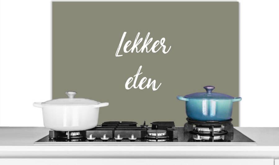 KitchenYeah Spatscherm keuken 90x60 cm Kookplaat achterwand Spreuken Lekker eten Quotes Muurbeschermer Spatwand fornuis Hoogwaardig aluminium