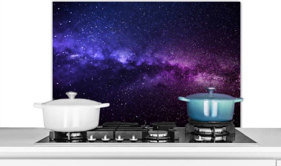 KitchenYeah Spatscherm keuken 90x60 cm Kookplaat achterwand Sterrenhemel Nacht Ruimte Muurbeschermer Spatwand fornuis Hoogwaardig aluminium