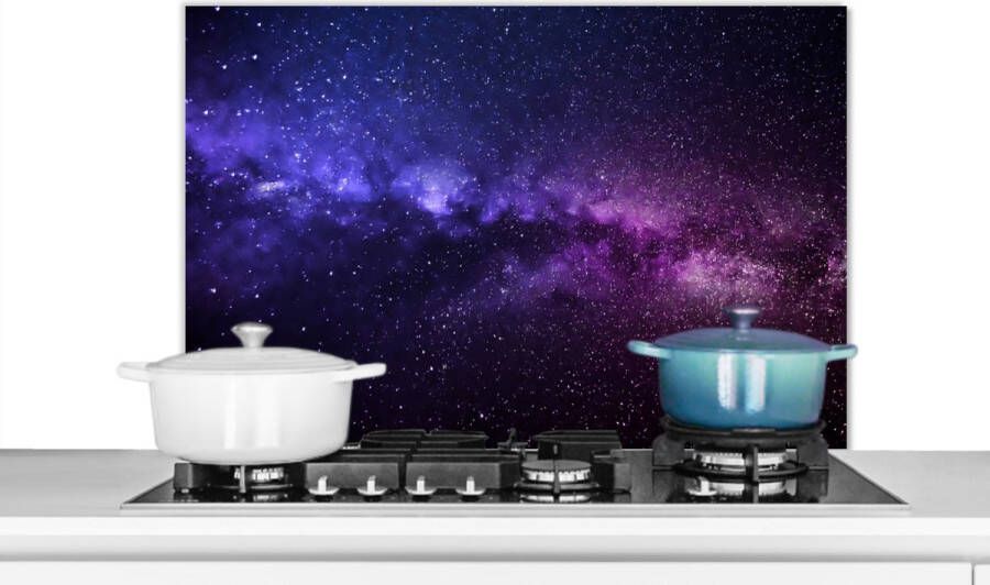 KitchenYeah Spatscherm keuken 90x60 cm Kookplaat achterwand Sterrenhemel Nacht Ruimte Muurbeschermer Spatwand fornuis Hoogwaardig aluminium
