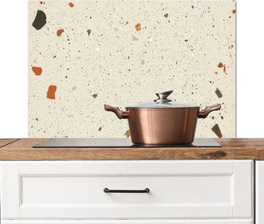 KitchenYeah Spatscherm keuken 90x60 cm Kookplaat achterwand Terrazzo Decoratie Tegels Patronen Muurbeschermer Spatwand fornuis Hoogwaardig aluminium