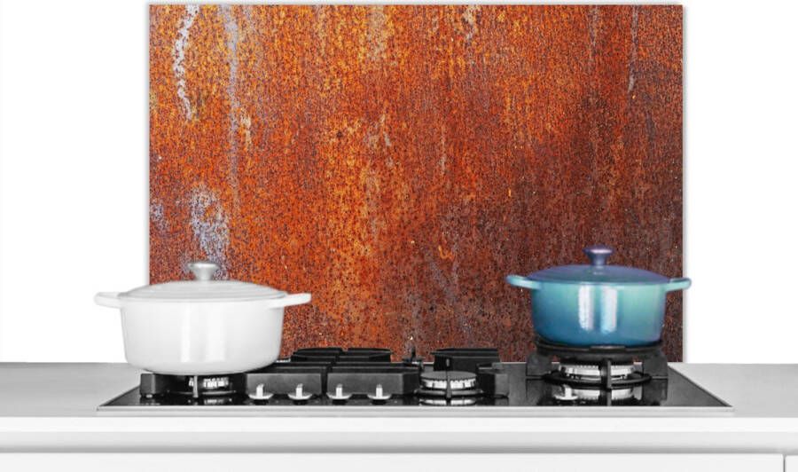 KitchenYeah Spatscherm keuken 90x60 cm Kookplaat achterwand Vintage Roest print Metaal Muurbeschermer Spatwand fornuis Hoogwaardig aluminium
