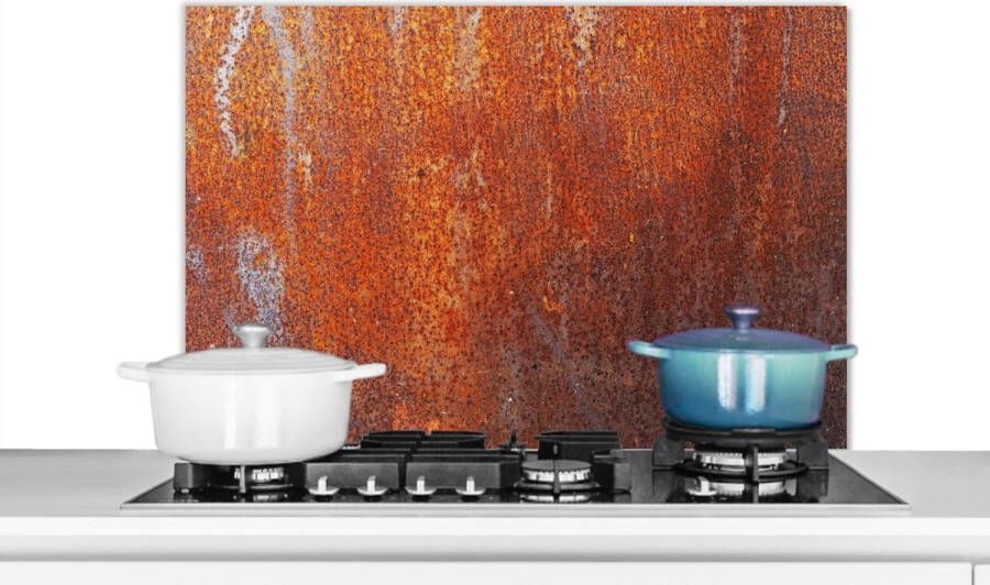 KitchenYeah Spatscherm keuken 90x60 cm Kookplaat achterwand Vintage Roest print Metaal Muurbeschermer Spatwand fornuis Hoogwaardig aluminium