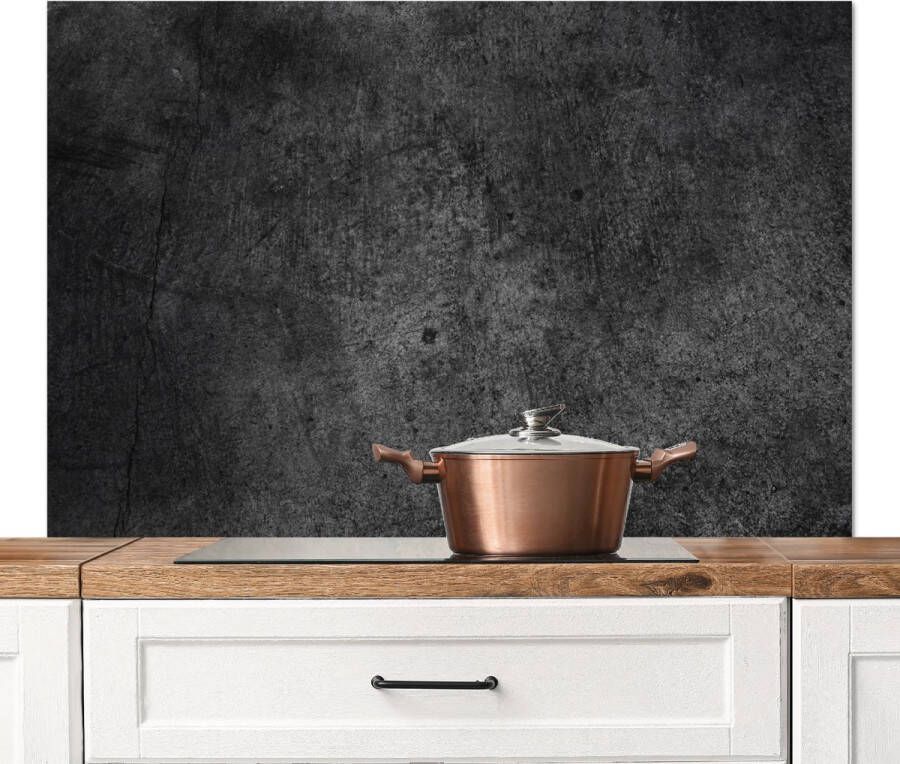 KitchenYeah Spatscherm keuken Beton print Vintage Spatwand Zwart 120x80 cm Spatwand fornuis Aluminium