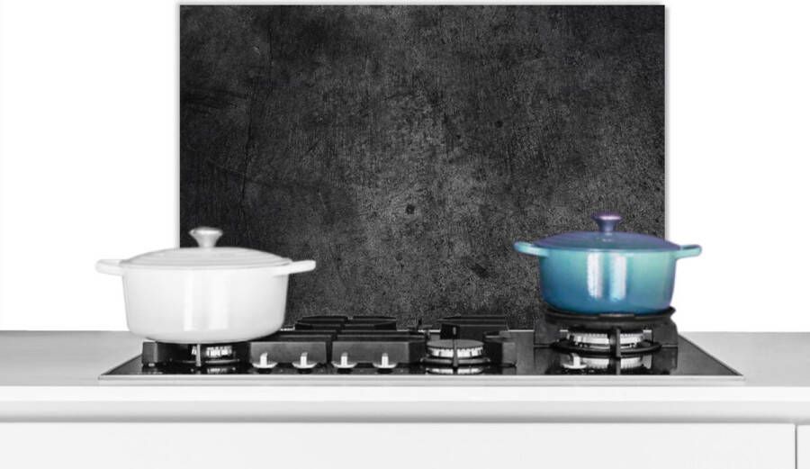 KitchenYeah Spatscherm keuken Beton print Vintage Spatwand Zwart 70x50 cm Spatwand fornuis Aluminium