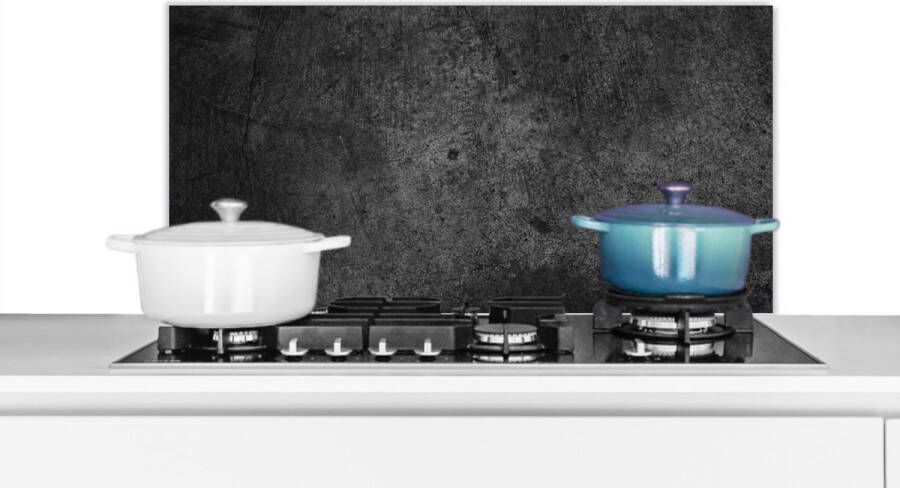 KitchenYeah Spatscherm keuken Beton print Vintage Spatwand Zwart 90x45 cm Spatwand fornuis Aluminium - Foto 2
