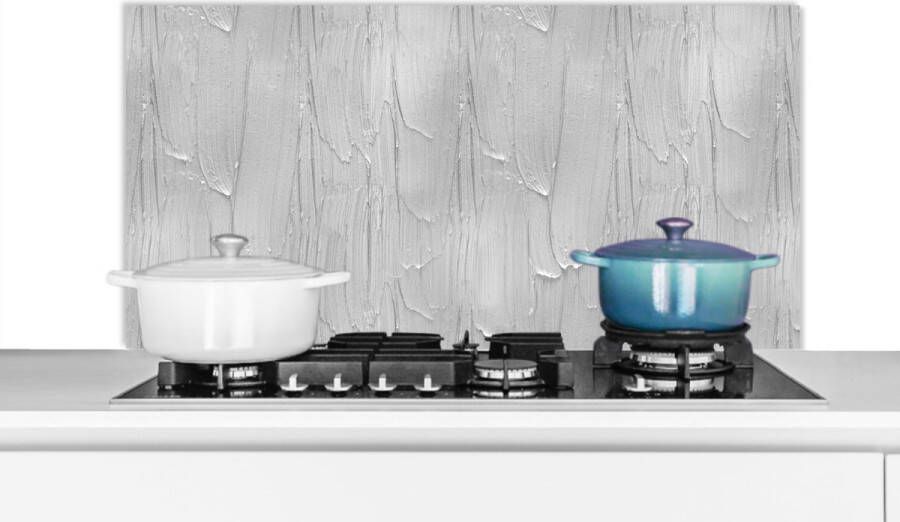 KitchenYeah Spatscherm Keuken Kookplaat Achterwand Spatwand Fornuis 100x50 cm Verf Patronen Grijs Aluminium Wanddecoratie Muurbeschermer Hittebestendig