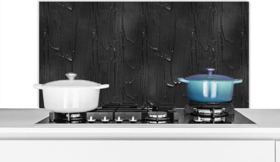 KitchenYeah Spatscherm Keuken Kookplaat Achterwand Spatwand Fornuis 100x50 cm Verf Zwart Patronen Aluminium Wanddecoratie Muurbeschermer Hittebestendig