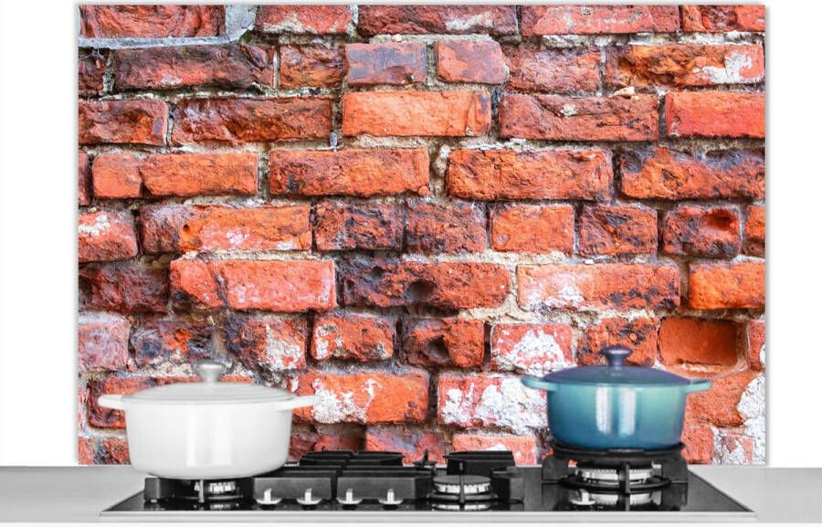 KitchenYeah Spatscherm Keuken Kookplaat Achterwand Spatwand Fornuis 120x80 cm Metselen Muur Baksteen Aluminium Wanddecoratie Muurbeschermer Hittebestendig