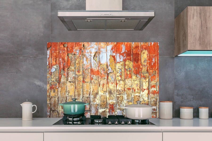 KitchenYeah Spatscherm Keuken Kookplaat Achterwand Spatwand Fornuis 120x80 cm Muur Verf Baksteen Aluminium Wanddecoratie Muurbeschermer Hittebestendig