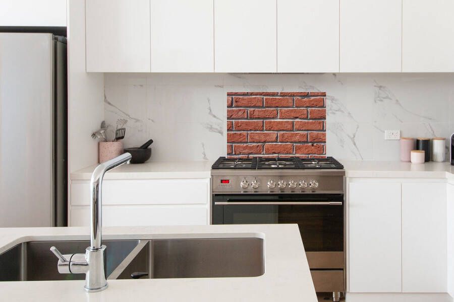 KitchenYeah Spatscherm Keuken Kookplaat Achterwand Spatwand Fornuis 60x40 cm Baksteen Muur Vintage Aluminium Wanddecoratie Muurbeschermer Hittebestendig