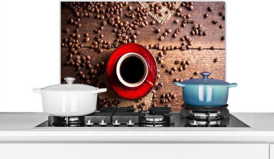 KitchenYeah Spatscherm Keuken Kookplaat Achterwand Spatwand Fornuis 60x40 cm Koffie Koffiebonen Espresso Aluminium Wanddecoratie Muurbeschermer Hittebestendig - Foto 1