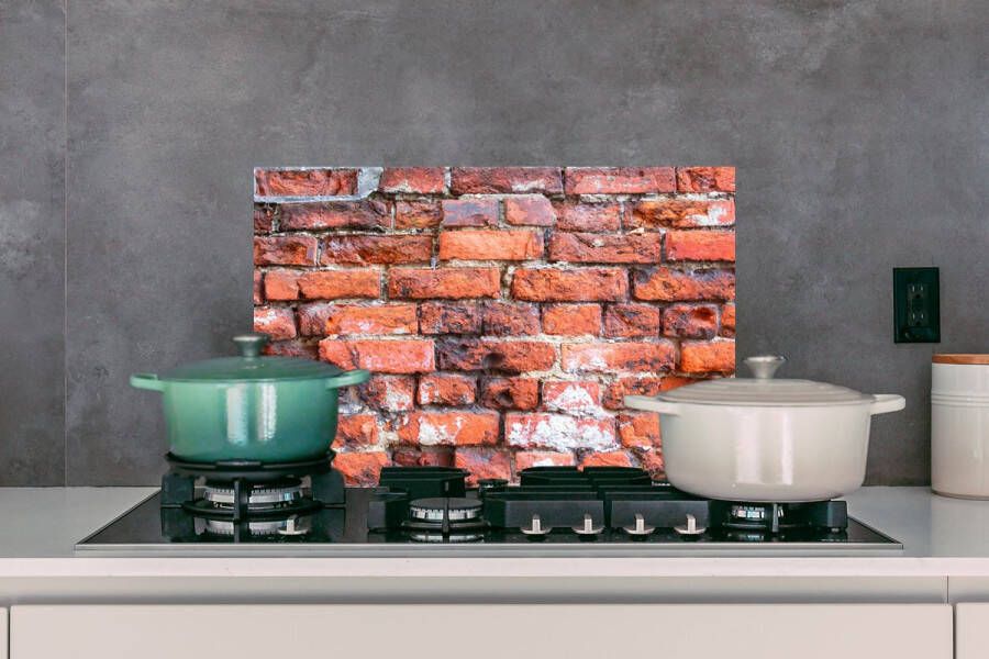 KitchenYeah Spatscherm Keuken Kookplaat Achterwand Spatwand Fornuis 60x40 cm Metselen Muur Baksteen Aluminium Wanddecoratie Muurbeschermer Hittebestendig